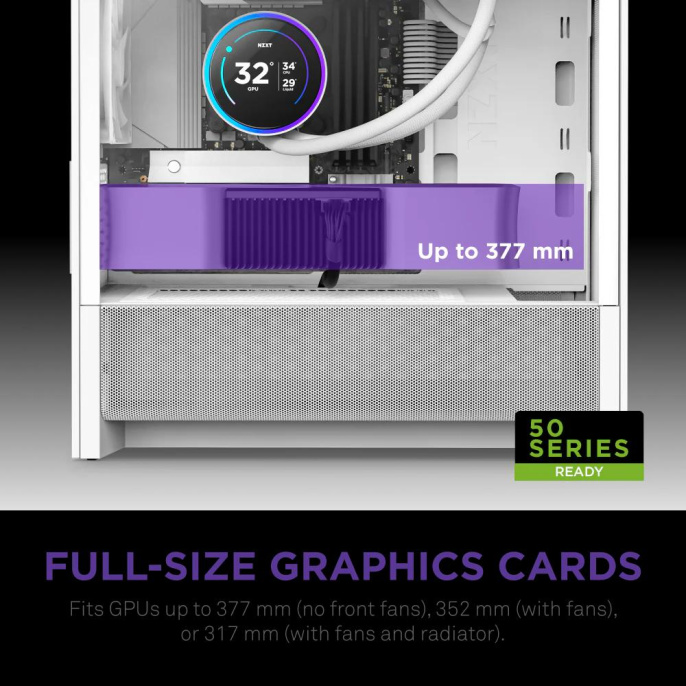 Корпус без блока питания Case NZXT H3 Flow 2025 , Midi-Tower, TG, 1x120mm, 1xUSB-A 3.2 + 1xUSB-C 3.2, mATX, mITX White (CC-H31FW-01)