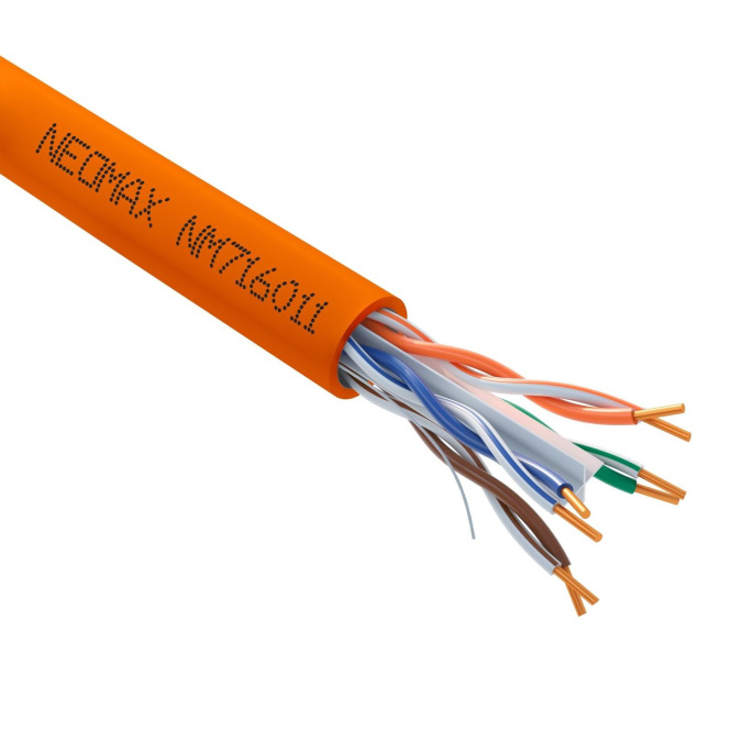 Кабель NEOMAX [NM716011-100M-PT] U/UTP cat.6 4x2x0.57, 23 AWG, Медь, внутренний, LSZH, 100м, оранжевый; Fluke Tested