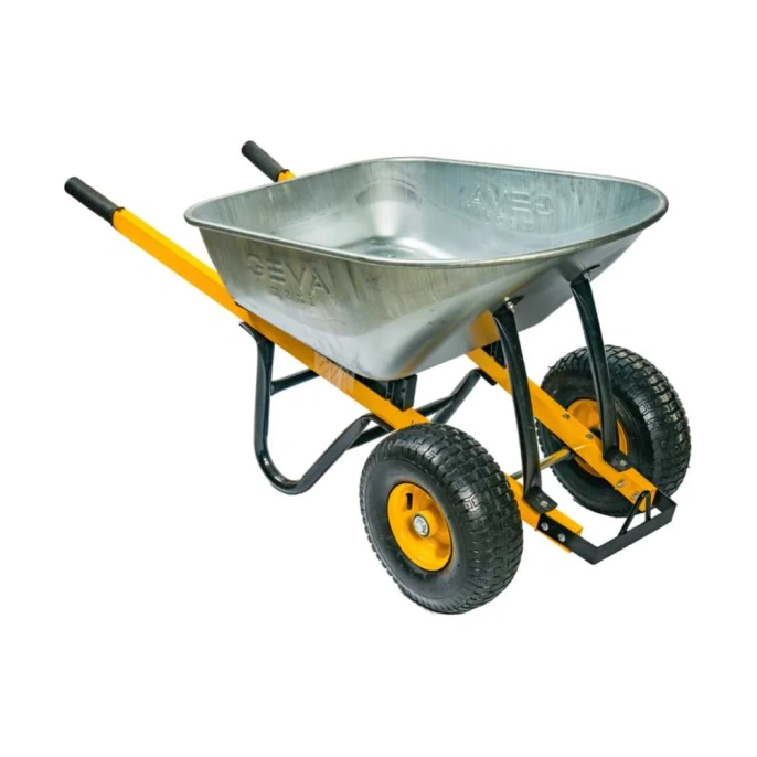 Тачка двухколесная GEVA TRADE GEVA MAXI 140л квадратная труба, колеса 15x6.00-6 F20mm/90мм TS2K140GT