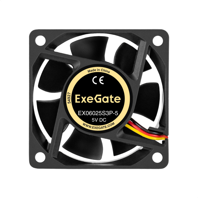 Вентилятор 5В DC ExeGate EX06025S3P-5 (60x60x25 мм, Sleeve bearing (подшипник скольжения), 3pin, 3500RPM, 25dBA) EX297003RUS