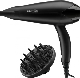 Фен BaByliss D563DE Черный 2100 Вт, DC мотор, независимая регулировка температуры, количество режимов: 6, количество температурных режимов: 3, количество скоростных режимов: 2, подача холодного воздуха, шнур: 1.95 м, цвет: черный