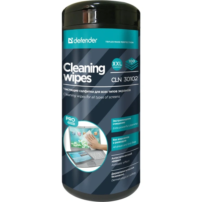 Салфетки для экранов Defender CLNPro 100 шт, туба, витлейд 30102