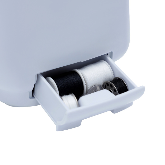 Швейная мини-машинка RAGEX R1102-100, 12 типов стежков, 2 скорости + педаль, белая с голубым