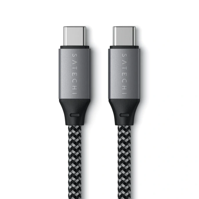 Кабель Satechi USB-C to USB-C 100W, длина 2 м. Цвет: серый космос.