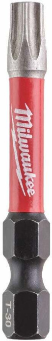Бита Milwaukee Shockwave TX30 50мм 10шт 4932471574 для использования с ударными шуруповертами, закаленная лазером, геометрия Shock Zone, конструкционная сталь