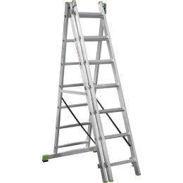 Алюминиевая трехсекционная лестница Новая Высота усиленная 3х7 ступеней 2230307