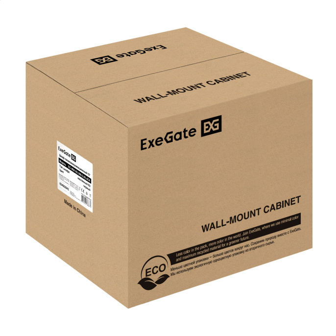Шкаф телекоммуникационный 10" настенный 6U ExeGate EC-WM-6U.280.G.BLACK (10”, 6U, 350x280x287mm (ШхГхВ), передняя дверь закаленное стекло, пыле- и влагозащита IP23, черный RAL 9004) EX298624RUS