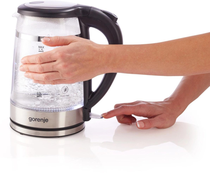 Чайник электрический Gorenje K17GDW 1.7л. 2200Вт черный корпус: металл/пластик