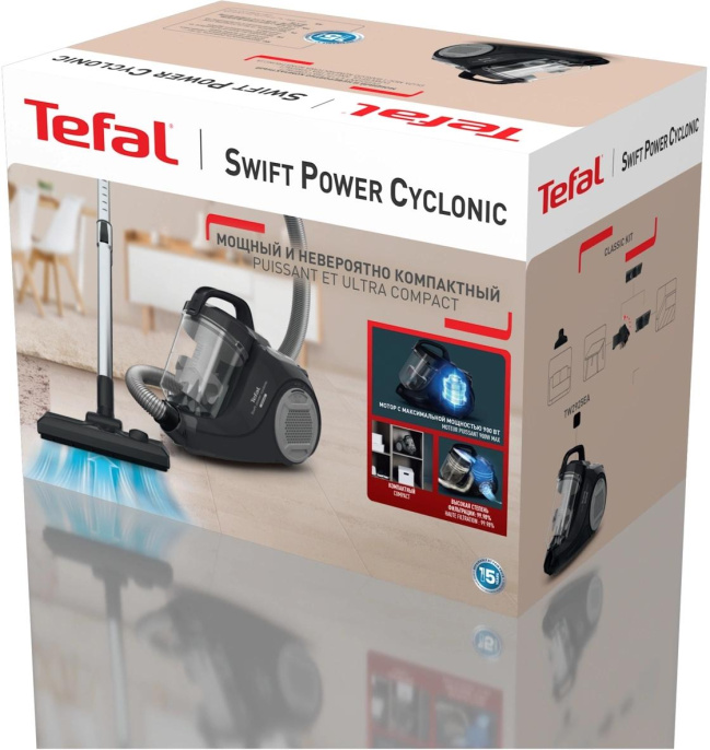 Пылесос Tefal Swift Power Cyclonic TW2925EA, 2100Вт, черный/черный [7211004387]