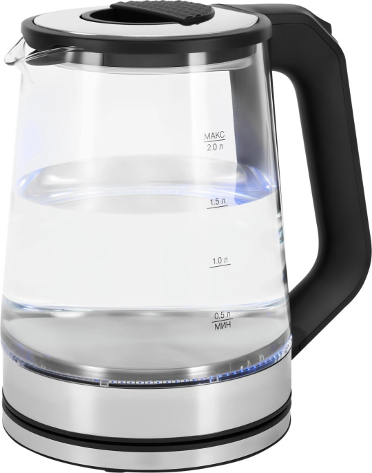 Чайник электрический Vitek VT-WK1081 2л. 1900Вт черный/серебристый корпус: стекло