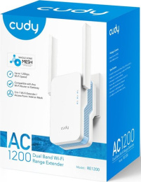 Повторитель беспроводного сигнала Cudy RE1200 AC1200 10/100BASE-TX/Wi-Fi белый