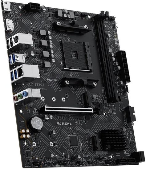 Материнская плата MSI PRO B550M-B Soc-AM4 B550 PCI-Ex16 2xM.2 1GbE LAN 3xARGB+RGB 2xDDR4 4600MHz+ DP+HDMI mATX RTL