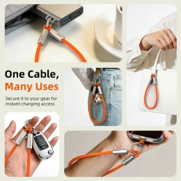 Ремешок на запястье с кабелем CABLETIME CU46P (CT-CL60-ASP) 0.3м USB-C PD60W фиолетовый