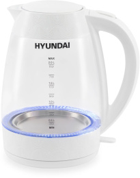 Чайник электрический Hyundai HYK-G4506 2л. 2200Вт белый корпус: стекло/пластик