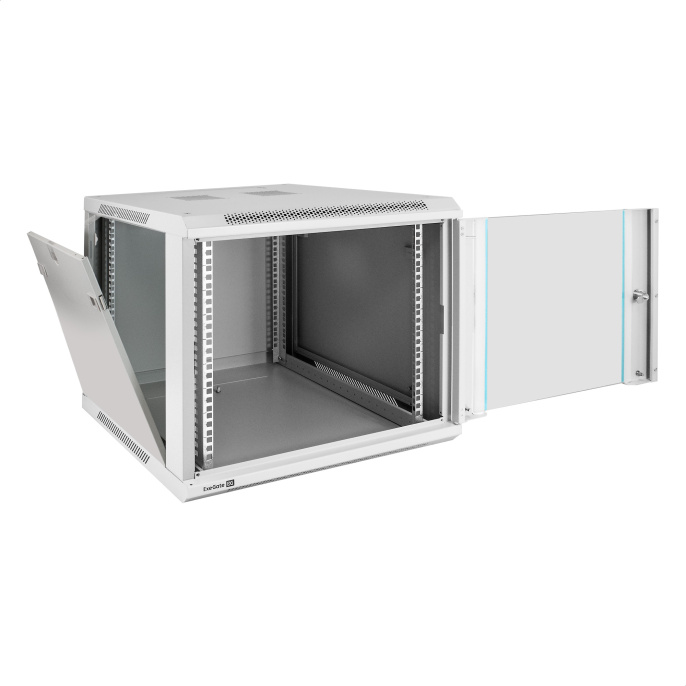 Шкаф телекоммуникационный 19" настенный 9U ExeGate EC-WM-9U.600.G.GREY (19”, 9U, 600x600x500mm (ШхГхВ), передняя дверь закаленное стекло, съемные боковые панели, пыле- и влагозащита IP23, светло-серый RAL 7035) EX298602RUS