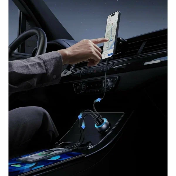 Автомобильное зарядное устройство UGREEN EC307 (45843) 30W 3-Port Fast Car Charger. Цвет: серый