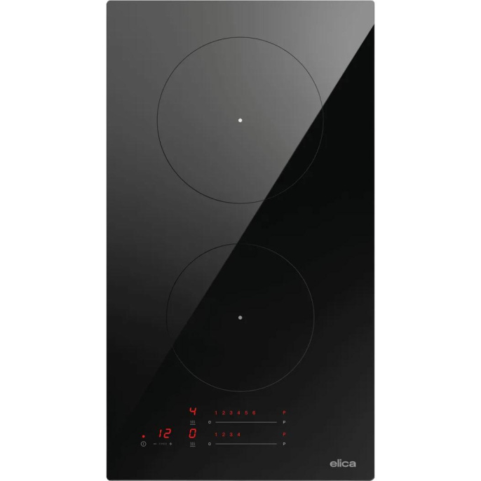 Индукционная варочная панель ELICA, 30 см, слайдерное управление, 2 конфорки, таймер, режим подогрева, цвет черный