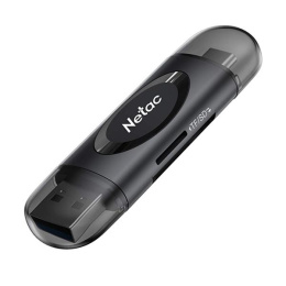 Картридер Netac WK14 WK14BKCN USB3.2 SD, SDHC, SDXC, microSD, microSDHC, microSDXC, USB Type-A/USB Type-С, Черный