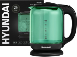 Чайник электрический Hyundai HYK-G2807 1.7л. 2200Вт бирюзовый/черный корпус: стекло