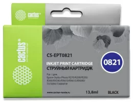 Картридж струйный Cactus CS-EPT0821 T0821 черный (13.8мл) для Epson Stylus Photo R270/290/RX590