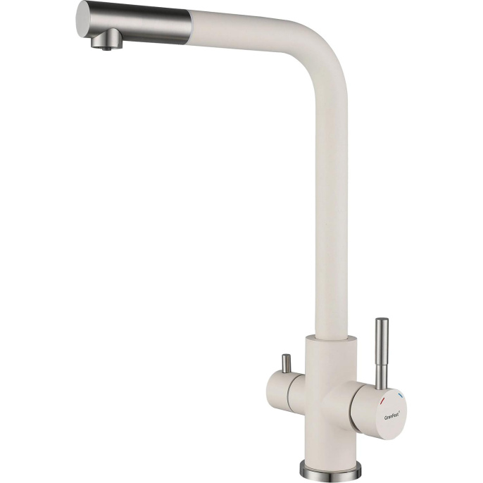 Смеситель GRANFEST GRANFEST QUARZ Смеситель для кухни, Г-образный, кран под фильтрованную воду, белый GF-Z-5421 white