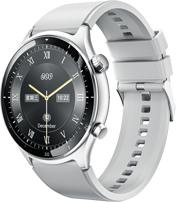 Смарт-часы QCY Active GT Silver Gray WA23S7A чипсет: Actions ATS3085L Bluetooth 5.3 Solution, ширина ремешка: 22 мм, материал: покрытие рамки + силикон ремешок, дисплей: 1,43" Amoled, разрешение: 466*466