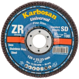 Круг лепестковый торцевой, угловой, цирконат 65% 125х22.2 мм, P-100 ABRAFORM AF-FLAP-CN-125-P100-ZR65