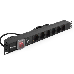 Блок розеток ExeGate ServerPro PDU-19H609 Al-6S-C14-2CU-SPD1 19 1U алюминий 6Schuko кабель с C14 2м SPD1. 280834