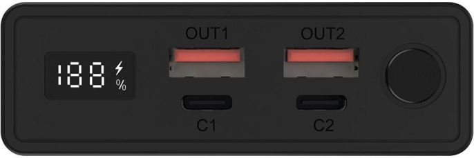 Мобильный аккумулятор Digma DGPD100WA 20000mAh QC3.0/PD3.0 100W 5A 2xUSB-A/2xUSB-C черный (DGPD20A100ABK)