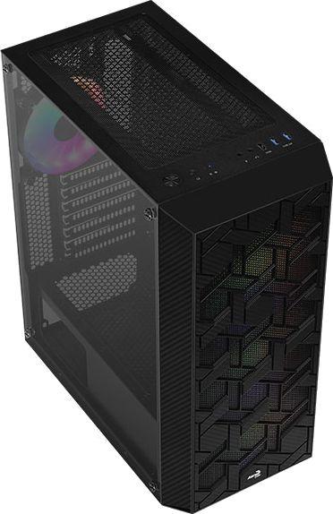 Корпус ATX Aerocool Hive-G-BK-v2, Midi-Tower, без БП,  черный [accm-pv27043.11]