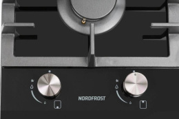Газовая варочная панель NORDFROST HM 3023 B,  2 конфорки,  закаленное стекло,  черный