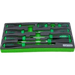 Набор отверток TOPTUL крест и шлиц, 9 предметов, в мягком ложементе GEA0909