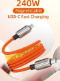 Магнитный кабель USB-C CABLETIME CU06L (CT-CM240-MZO2) 2 м, 480 Мбит/с, 5А/48В 240Вт, оранжевый, для быстрого заряда смартфонов и ноутбуков