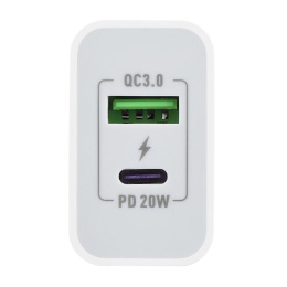 Сетевое З/У/ Сетевое З/У GoPower GPQC08 1USB+1Type-C 20W QC3.0 белый (00-00028401)