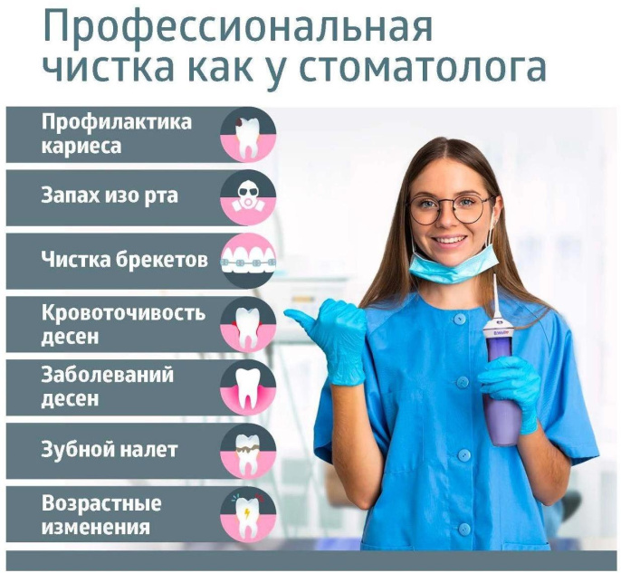 Ирригатор B.Well TH-917 портатив. импульсн. 2насад. белый