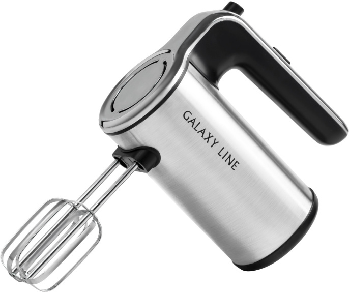 Миксер Galaxy Line GL2240 электрический 450Вт, 5 скоростей + режим «ТУРБО», 2 насадки-венчика, 2 насадки для замешивания теста, кнопка для извлечения насадок, книга рецептов, 220-240 В, 50 Гц, серебристый