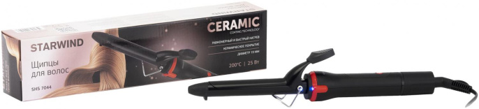 Щипцы для завивки StarWind SHS 7044,  черный и красный