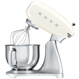 Миксеры SMEG Планетарный миксер, материал корпуса: литой алюминий, материал шестеренок: закаленная сталь, материал чаши: полированная нержавеющая сталь, кремовый (SMF02CREU)