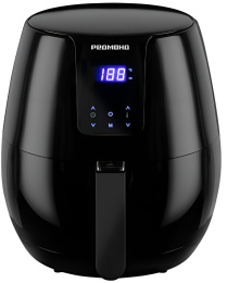 Аэрогриль Redmond AG1902 1500 Вт, металлический ТЭН нагревательный элемент, сенсорное управление, объем колбы: 3.1 л, таймер, регулировка температуры, цвет: черный