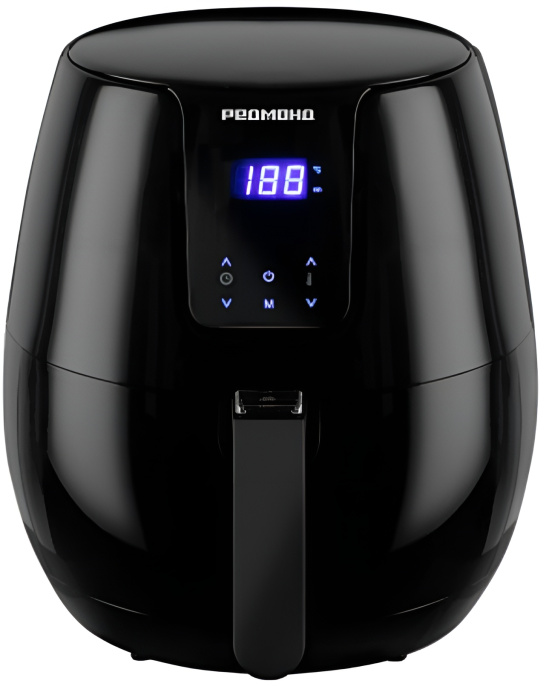 Аэрогриль Redmond AG1902 1500 Вт, металлический ТЭН нагревательный элемент, сенсорное управление, объем колбы: 3.1 л, таймер, регулировка температуры, цвет: черный