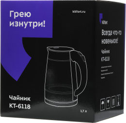 Чайник электрический KitFort KT-6118, 1.7л, стекло