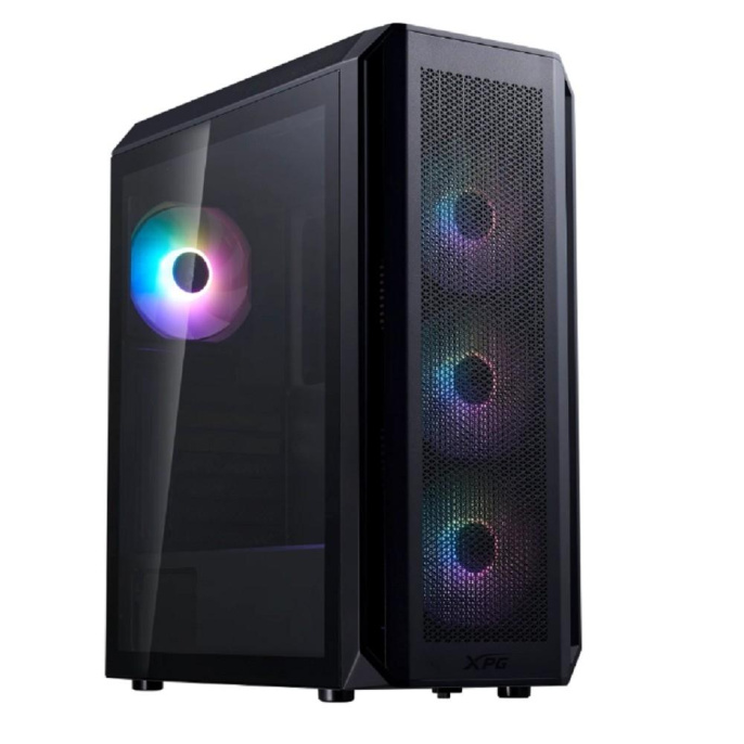 Корпус ATX Без БП ADATA XPG VALOR AIR Plus Black VALORAIRPLUSMTA-BKCWW Tempered Glass, Mesh сетка, 2x USB 3.2, 4x140mm ARGB FAN, HD Audio+Mic, VGA MAX 340mm, CPU MAX 160mm, пылевые фильтры Black