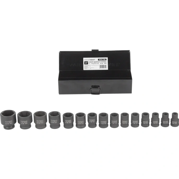 Набор ударных головок (15 пр, 1/2", 10-32 мм) WIEDERKRAFT WDK-710B