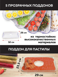 Сушка для фруктов и овощей GFGril GFD-001 6под. 500Вт серебристый