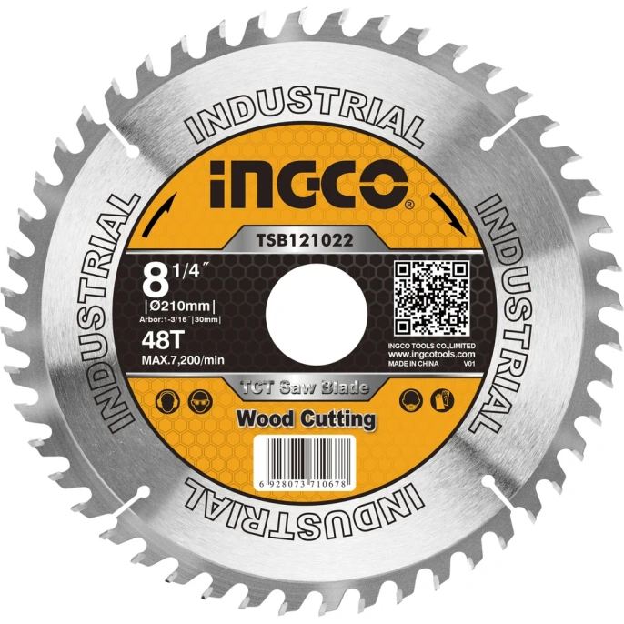 Диск пильный по дереву TCT (210х30 мм; 48Т) INGCO TSB121022