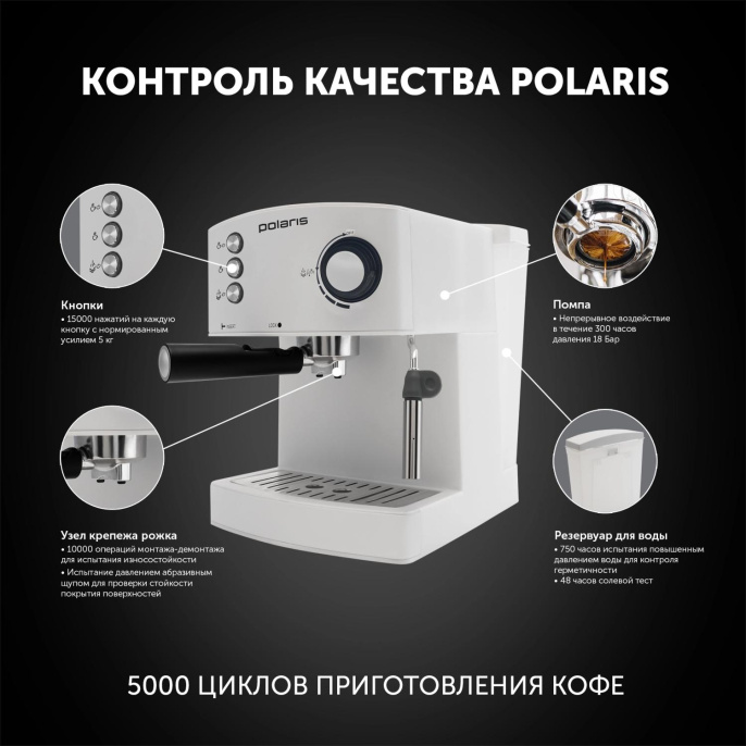 Кофеварка рожковая Polaris PCM 1527E Adore Crema 850Вт серый