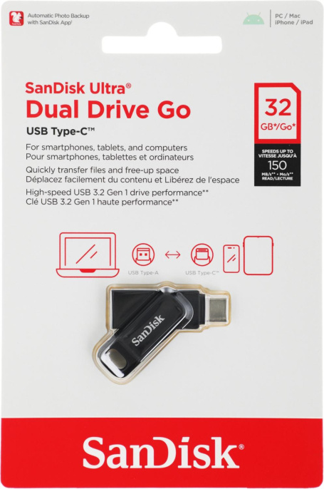 USB накопитель SanDisk Ultra Dual Drive Go USB Type-C Flash Drive 32GB SDDDC3-032G-G46