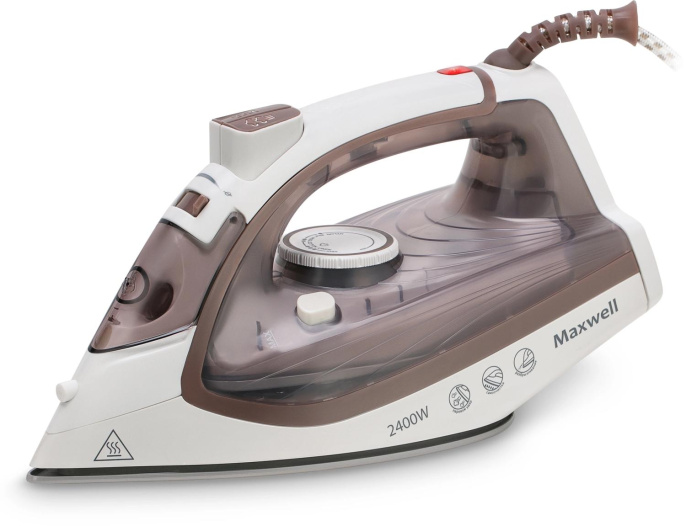 Утюг Maxwell MW-3047,  2400Вт,  белый и коричневый