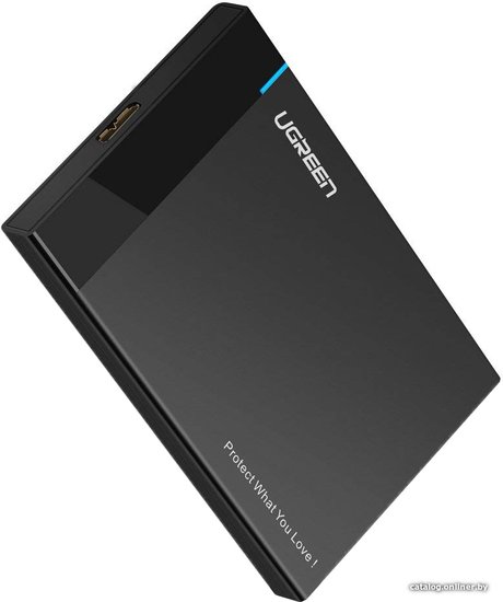Внешний корпус для жесткого диска UGREEN US221 30848 2.5 Inch Hard Drive Box с кабелем Micro-B to USB-A 3.0. Цвет: черный