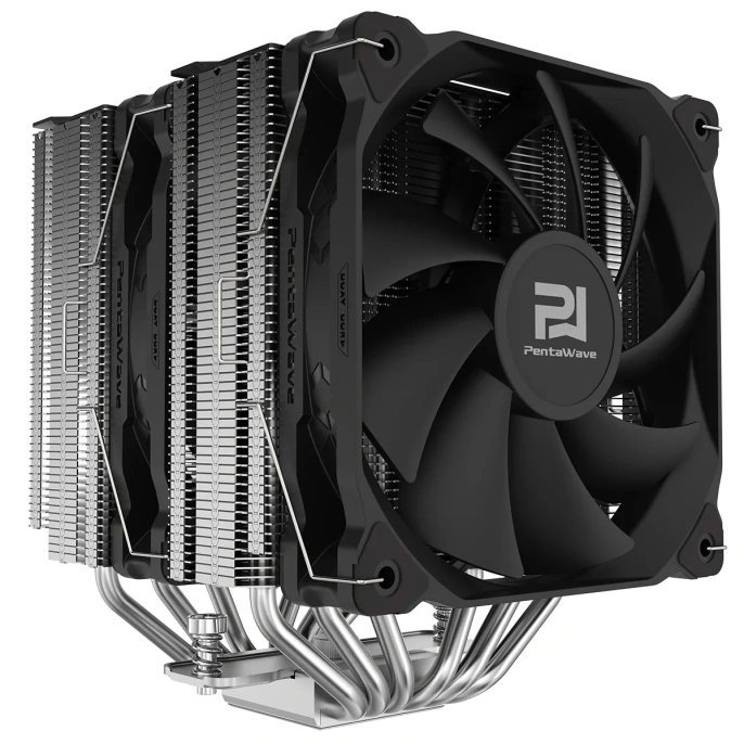 Кулер PentaWave Z06D SRB LGA115X/1200/1700/20XX /AM4/AM5 8 шт/кор, TDP 270W, 2*120mm PWM Fan, 6 тепловых трубок 6мм, медное основание, 600-1950RPM, 12-32,6dBa Black не в составе ПК